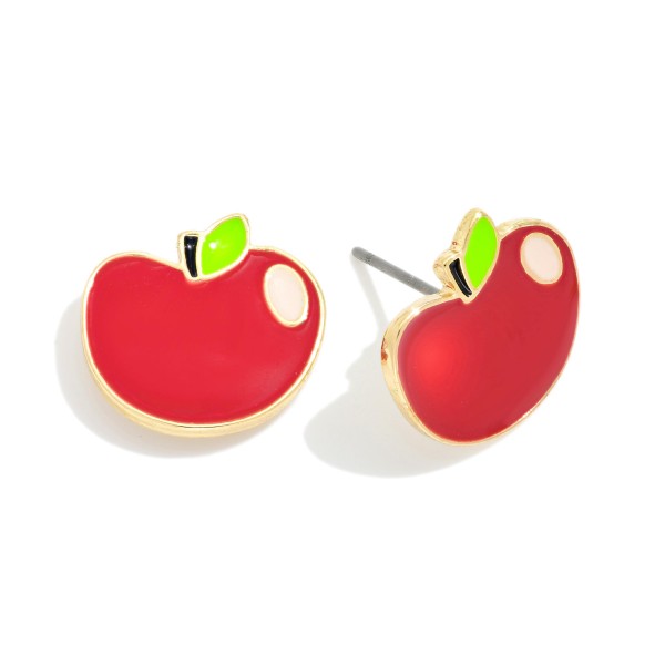 Enamel Apple Stud Earrings

- Approximately .5" L