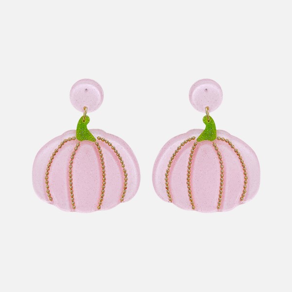 Wholesale glitter Acetate Pumpkin Post Drop Earrings L