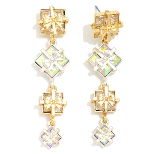 Linked Christmas Present Drop Earrings 

- Approximately 2" L