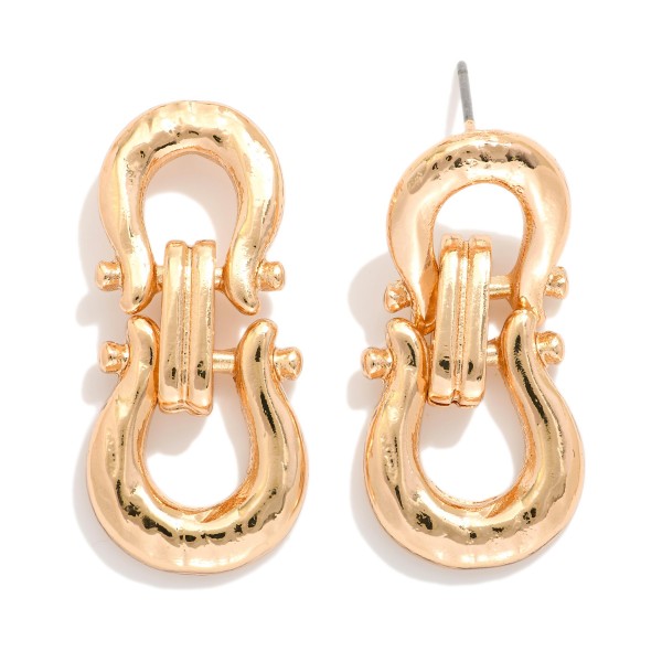 Metal Tone Hammered Door Knocker Drop Earrings 

- Approximately 1.5" L 