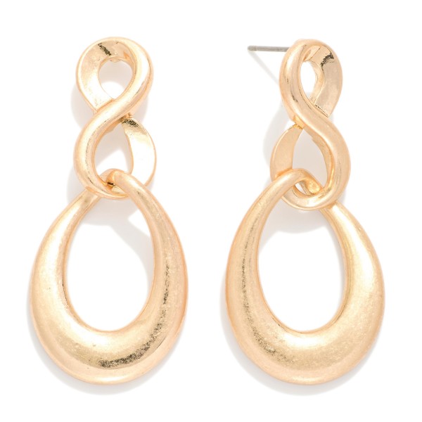 Metal Tone Infinity Post Drop Earring Linked With Metal Tone Teardrop 

- Approximately 1.75" L 