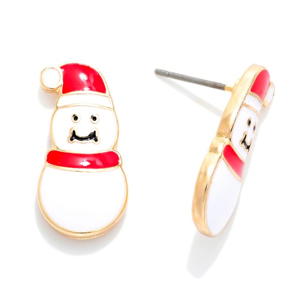 Enamel Snowman Stud Earrings

- Approximately .25" L

