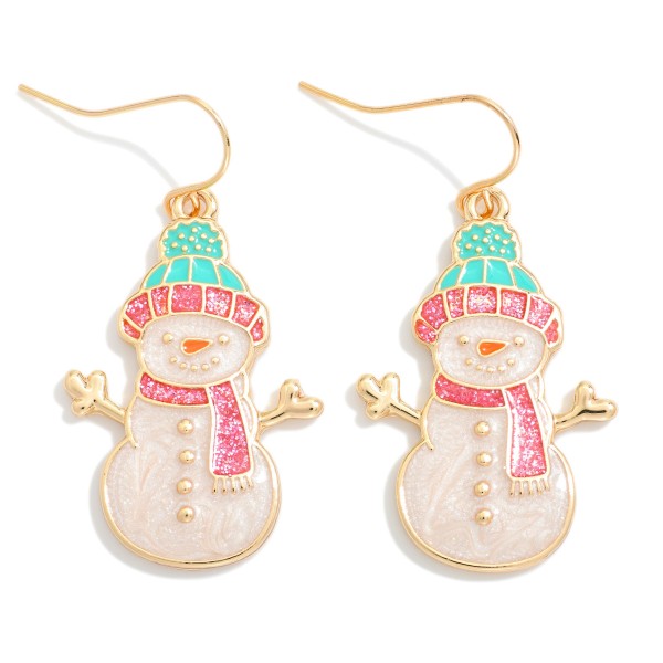 Enamel Metal Snowman Drop Earrings

- Approximately 1.75" L