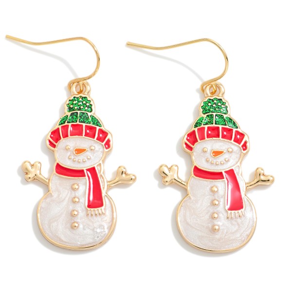 Enamel Metal Snowman Drop Earrings

- Approximately 1.75" L