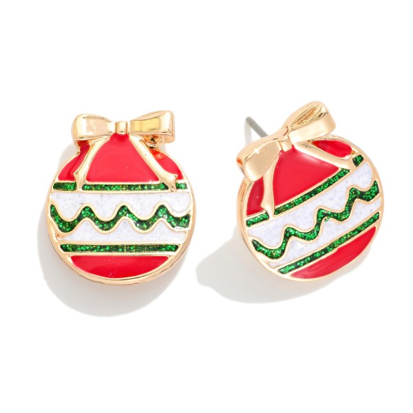 Enamel Christmas Ornament Stud Earring 

- Approximately .5" L 