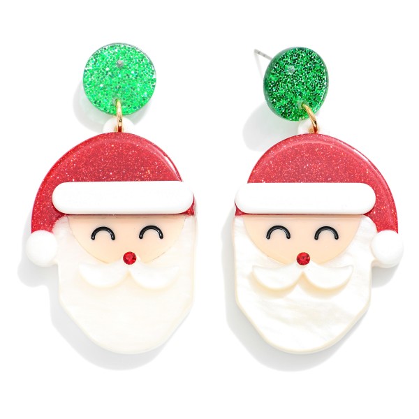 Wholesale glitter Acetate Santa Post Drop Earrings L