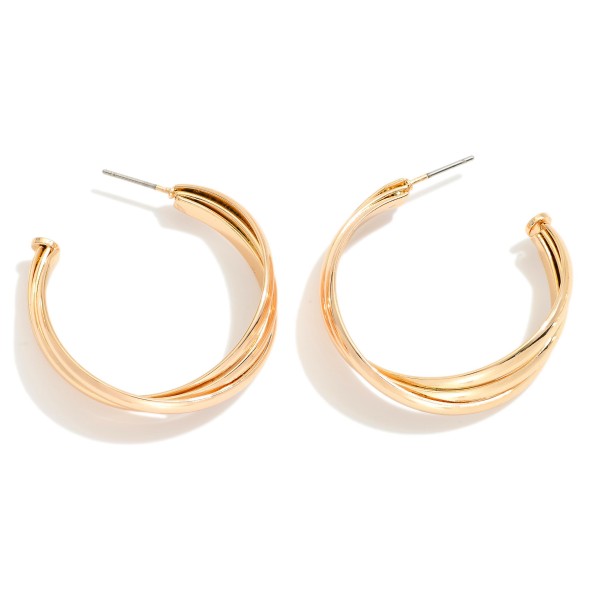 Metal Tone Layered Hoop Drop Earrings 

- Approximately 1.5" D 