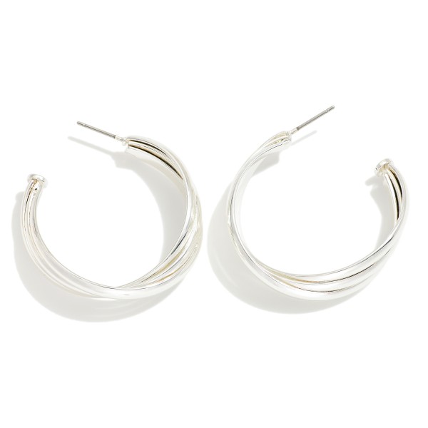Metal Tone Layered Hoop Drop Earrings 

- Approximately 1.5" D 
