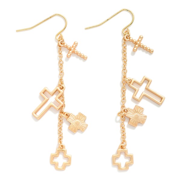 Chain Link Crosses Drop Earrings 

- Approximately 2.5" L