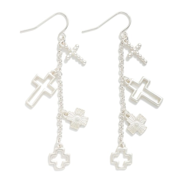 Chain Link Crosses Drop Earrings 

- Approximately 2.5" L