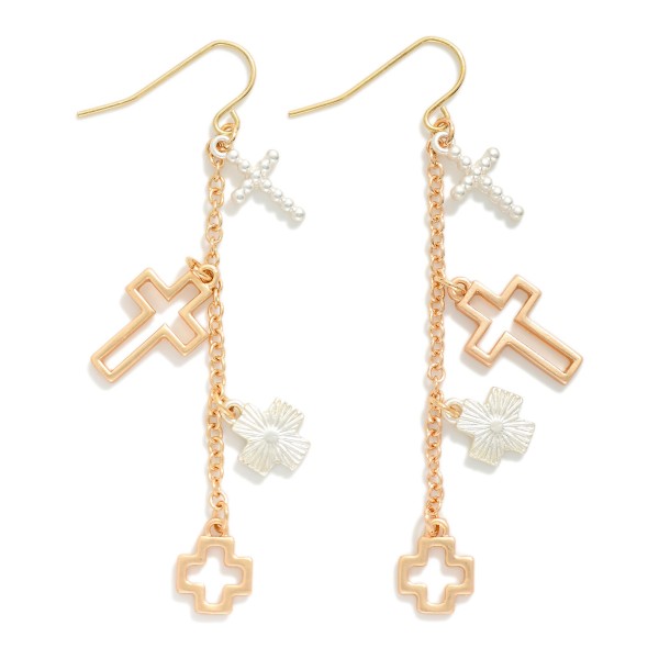 Chain Link Crosses Drop Earrings 
- Approximately 2.5" L