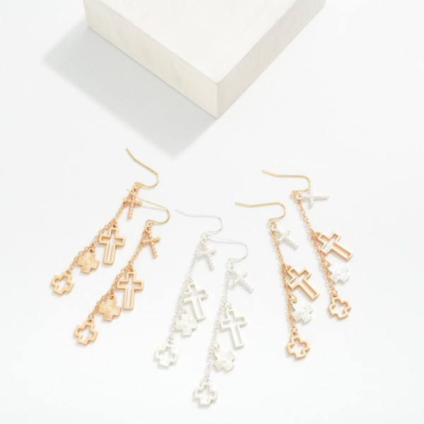 Chain Link Crosses Drop Earrings 

- Approximately 2.5" L