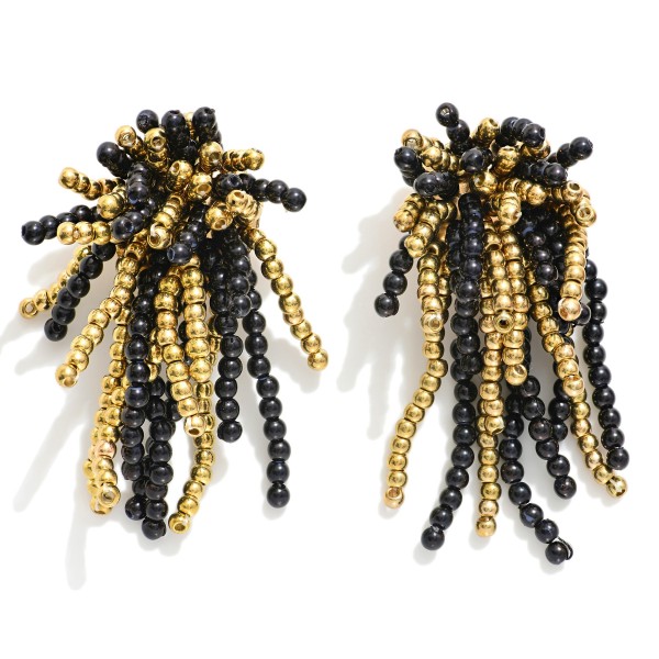 Two Tone Bead Tassel Drop Earrings 

- Approximately 2" L