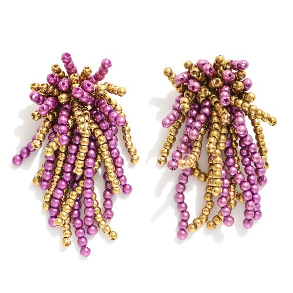 Two Tone Bead Tassel Drop Earrings 

- Approximately 2" L