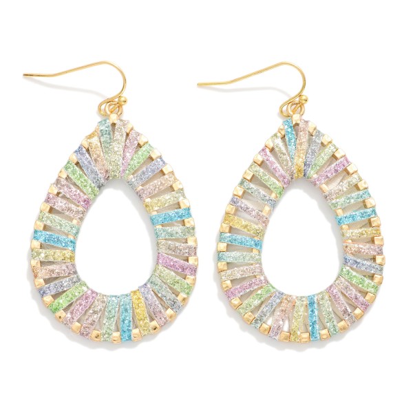 Fabric Wrapped Teardrop Drop Earrings 

- Approximately 2" L