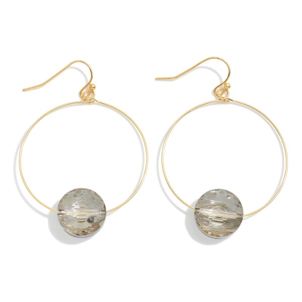 Wholesale metal Wire Hoop Drop Earrings Glass Crystal Detail L