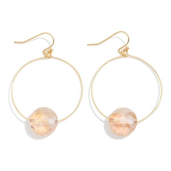 Metal Tone Wire Hoop Drop Earrings Featuring Glass Crystal Detail 

- Approximately 1.5" L 