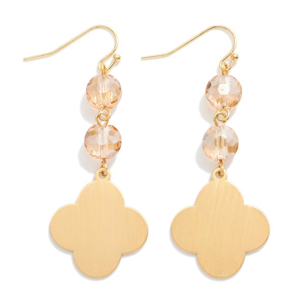 Wholesale linked Glass Bead Metal Clover Drop Earrings L