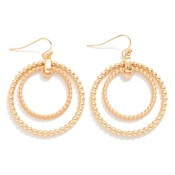 Nesting Metal Tone Beaded Hoop Earrings 

- Approximately 2" L