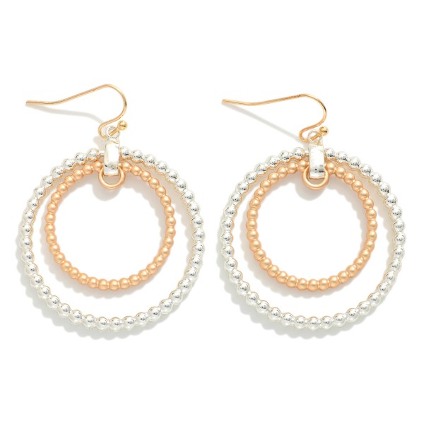 Nesting Metal Tone Beaded Hoop Earrings 

- Approximately 2" L
