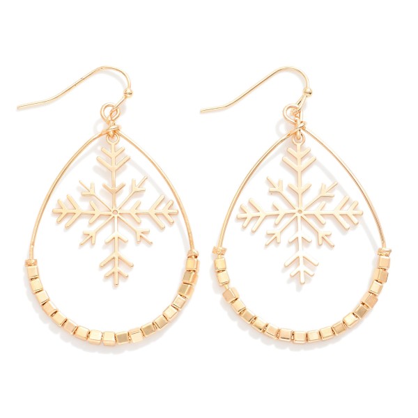 Wholesale beaded Teardrop Earrings Metal Snowflake Detail L