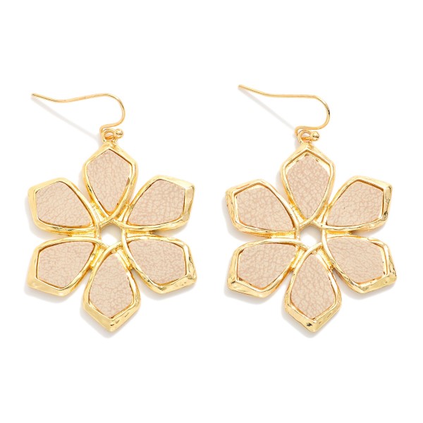Vegan Leather Flower Drop Earrings 

- Approximately 1.5" L