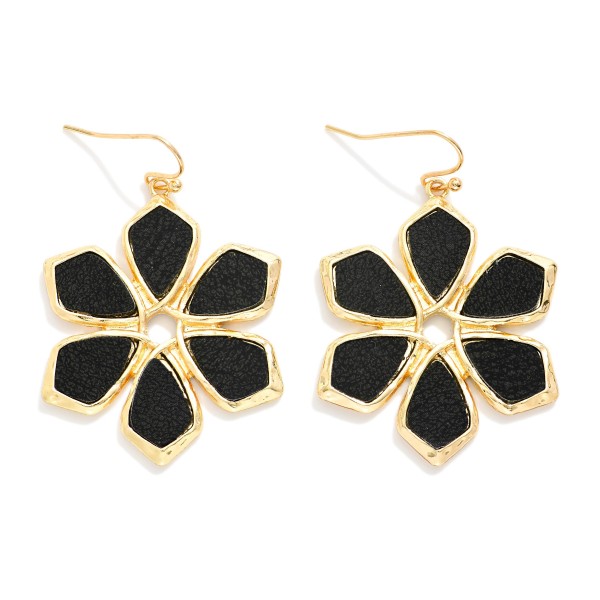 Vegan Leather Flower Drop Earrings 

- Approximately 1.5" L