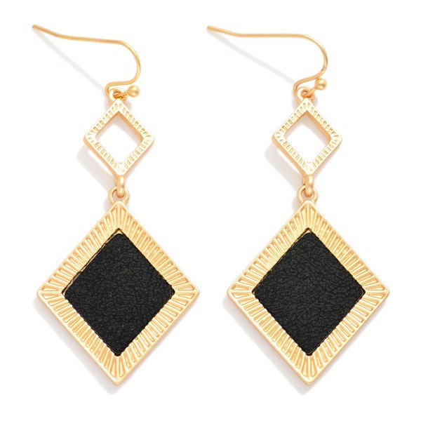 Linked Diamonds Drop Earrings Featuring Vegan Leather Details

- Approximately 1.5" L