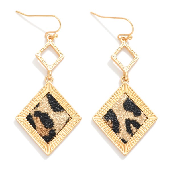 Linked Diamonds Drop Earrings Featuring Vegan Leather Details

- Approximately 1.5" L