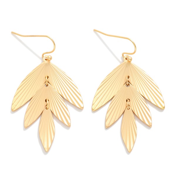 Linked Textured Metal Leaves Drop Earrings 

- Approximately 1.25" L