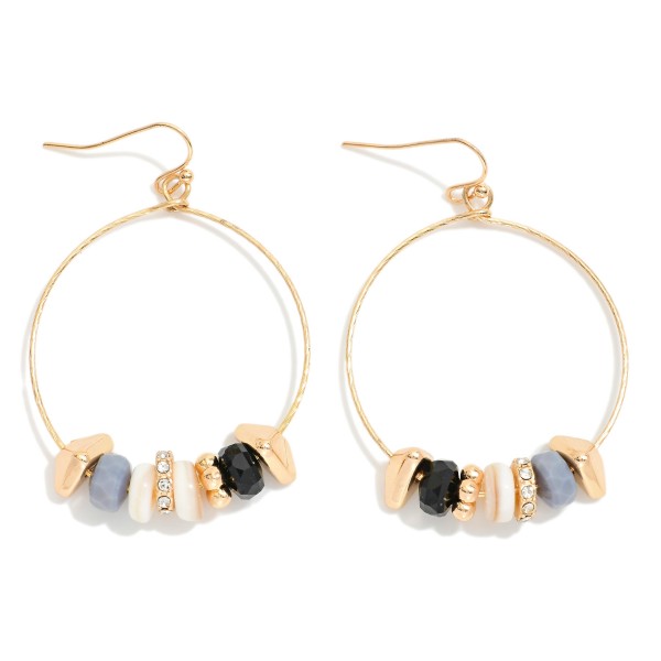 Wholesale beaded Hoop Drop Earrings Metal Tones Rhinestones Disk Beads L