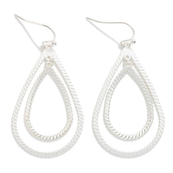 Textured Metal Nesting Teardrop Drop Earrings 

- Approximately 2" L