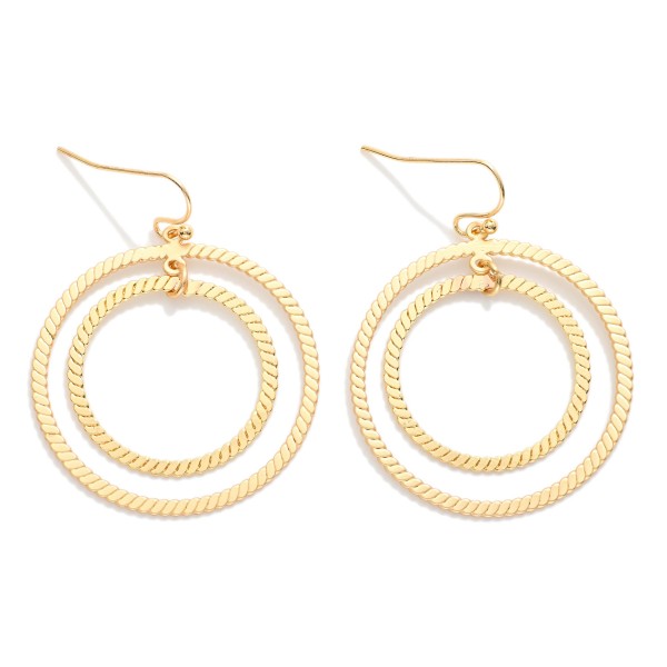 Nesting Textured Metal Hoop Drop Earrings 

- Approximately 1.25" L