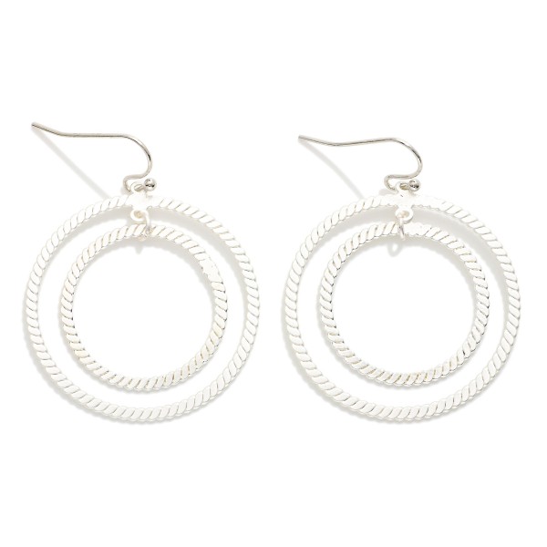 Nesting Textured Metal Hoop Drop Earrings 

- Approximately 1.25" L