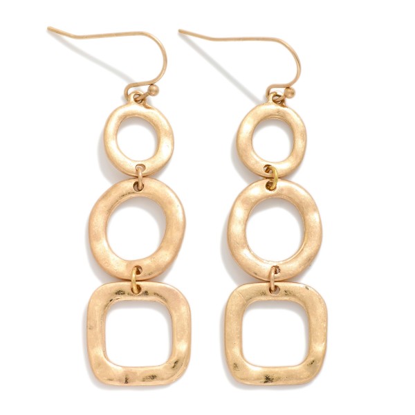 Linked Hammered Metal Circle & Squared Drop Earrings

- Approximately 2" L 
