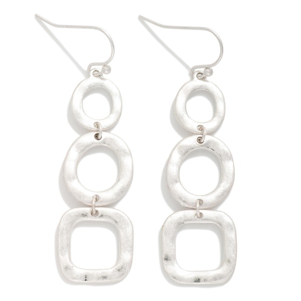 Linked Hammered Metal Circle & Squared Drop Earrings

- Approximately 2" L 