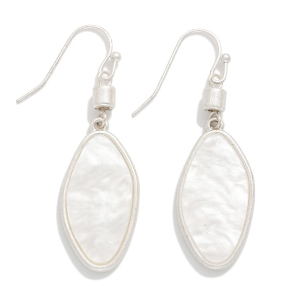 Metal Tone Oval Drop Earrings Featuring Pearl

- Approximately 2" L

