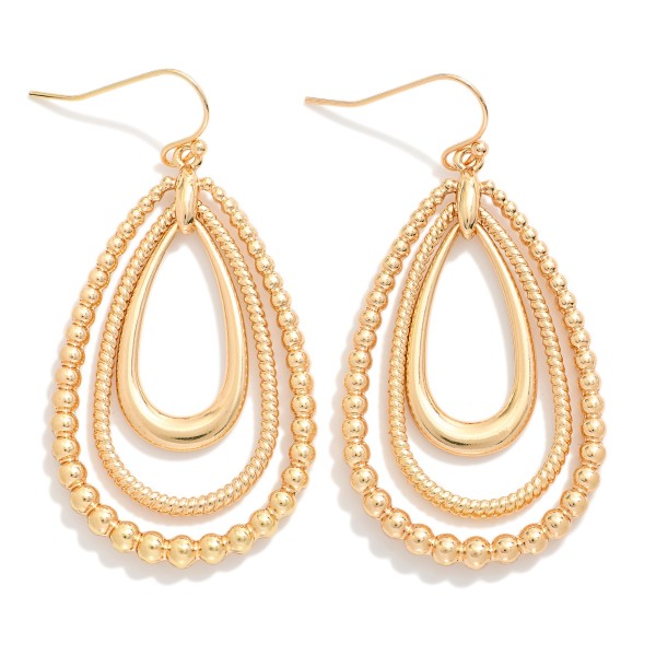 Linked Teardrop Drop Earrings Featuring Beaded Detail 

- Approximately 2" L 