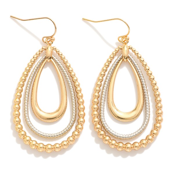 Linked Teardrop Drop Earrings Featuring Beaded Detail 

- Approximately 2" L 