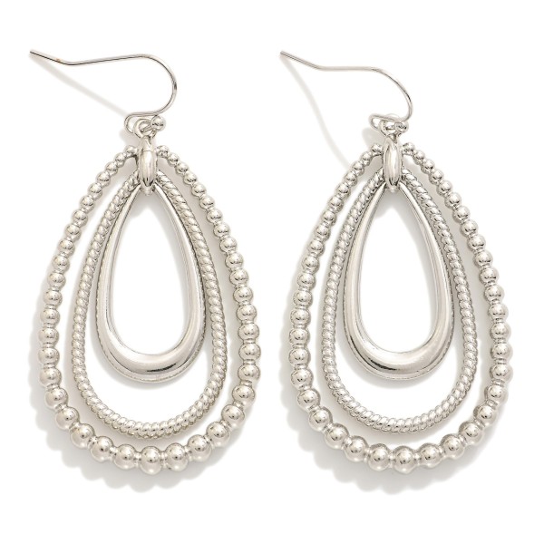 Linked Teardrop Drop Earrings Featuring Beaded Detail 

- Approximately 2" L 