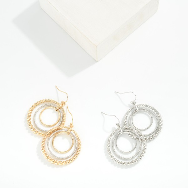 Linked Hoop Drop Earrings Featuring Beaded Detail 
- Approximately 1.75" L