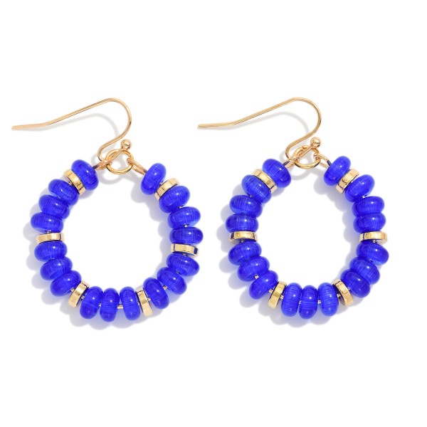 Candy Beaded Hoop Earrings Featuring Gold Tones 

- Approximately 1.5" L 