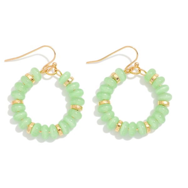 Candy Beaded Hoop Earrings Featuring Gold Tones 

- Approximately 1.5" L 