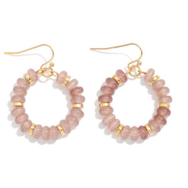 Wholesale candy Beaded Hoop Earrings Gold Tones L
