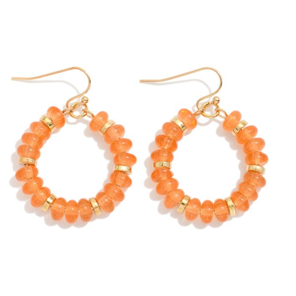 Candy Beaded Hoop Earrings Featuring Gold Tones 

- Approximately 1.5" L 