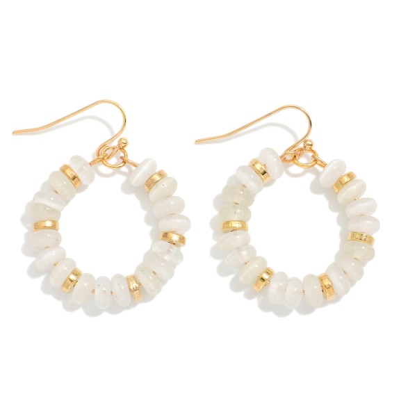Candy Beaded Hoop Earrings Featuring Gold Tones 

- Approximately 1.5" L 