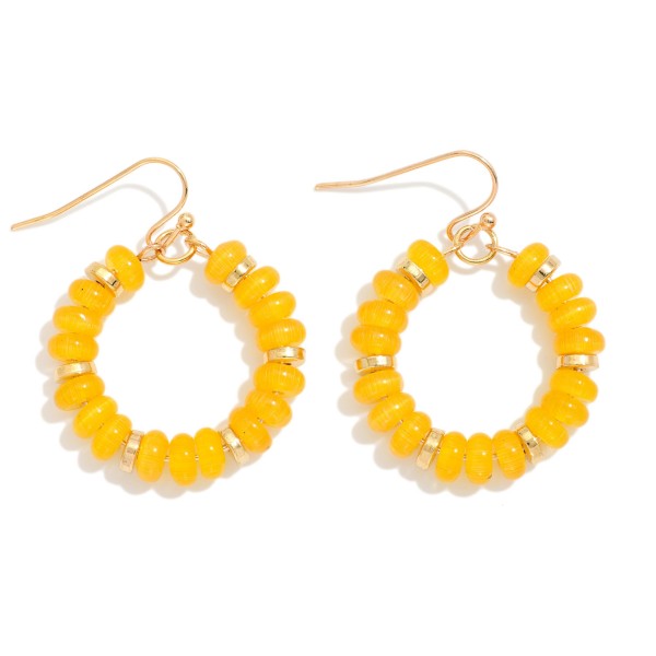 Candy Beaded Hoop Earrings Featuring Gold Tones 

- Approximately 1.5" L 