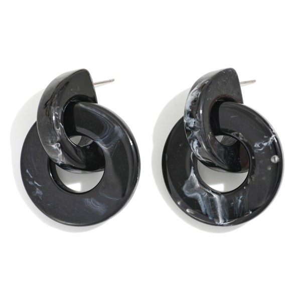 Chunky Linked Acetate Post Drop Earrings 

- Approximately 1.5" L