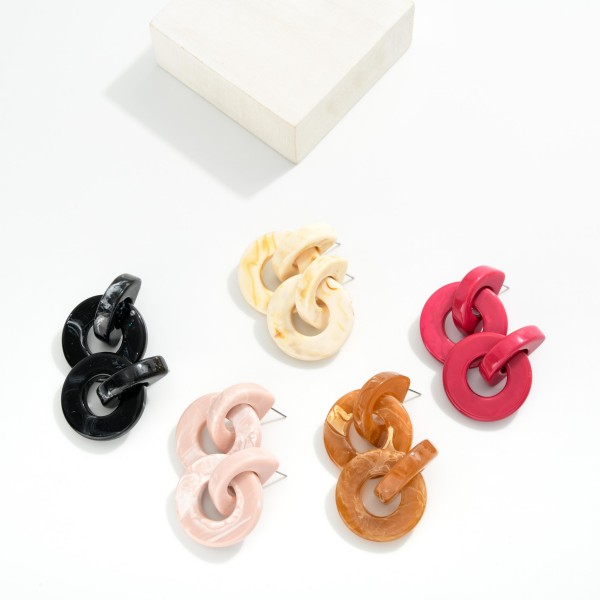 Chunky Linked Acetate Post Drop Earrings 

- Approximately 1.5" L