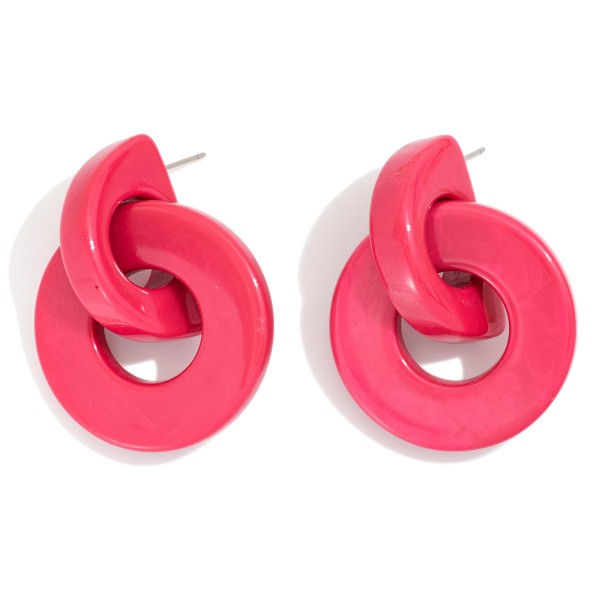Chunky Linked Acetate Post Drop Earrings 

- Approximately 1.5" L